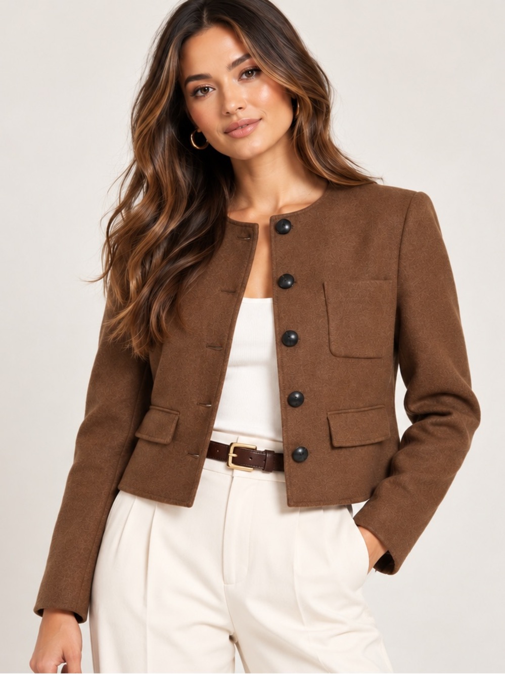Veronica Beard Lyssa Wool-Blend Felt Jacket Brown Deep Ochre Size 2